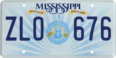 MS license plate ZLO676