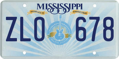 MS license plate ZLO678
