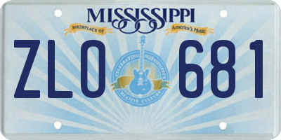 MS license plate ZLO681