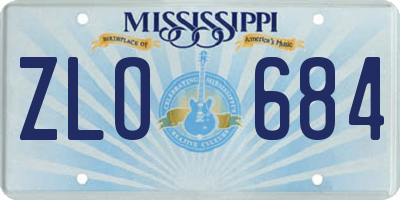 MS license plate ZLO684