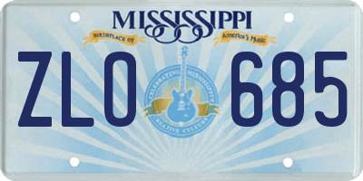 MS license plate ZLO685