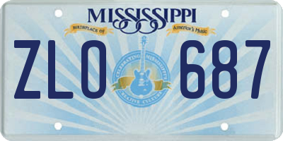 MS license plate ZLO687