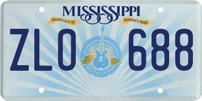 MS license plate ZLO688