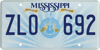 MS license plate ZLO692