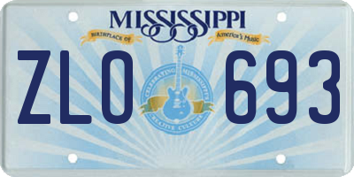 MS license plate ZLO693