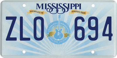 MS license plate ZLO694
