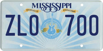MS license plate ZLO700
