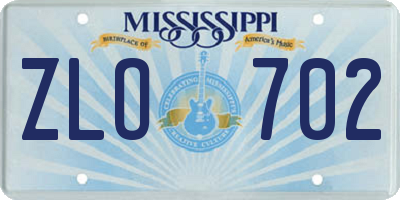 MS license plate ZLO702