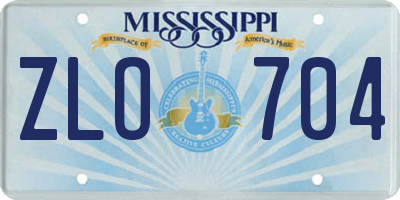 MS license plate ZLO704