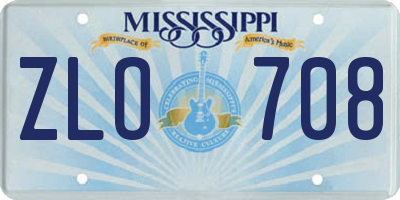 MS license plate ZLO708