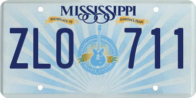 MS license plate ZLO711