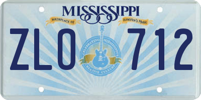 MS license plate ZLO712
