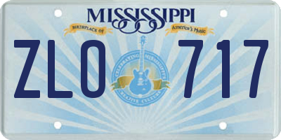 MS license plate ZLO717