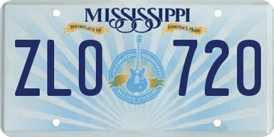 MS license plate ZLO720