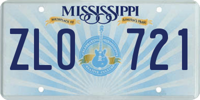 MS license plate ZLO721