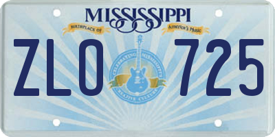 MS license plate ZLO725