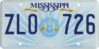 MS license plate ZLO726