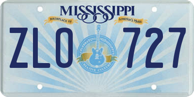 MS license plate ZLO727