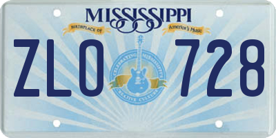 MS license plate ZLO728