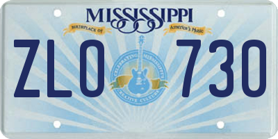 MS license plate ZLO730