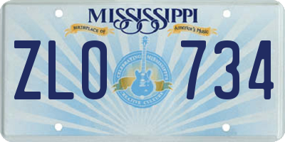 MS license plate ZLO734