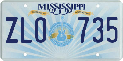MS license plate ZLO735