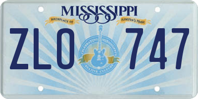 MS license plate ZLO747