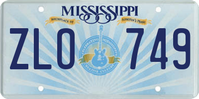 MS license plate ZLO749