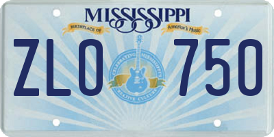 MS license plate ZLO750