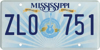 MS license plate ZLO751