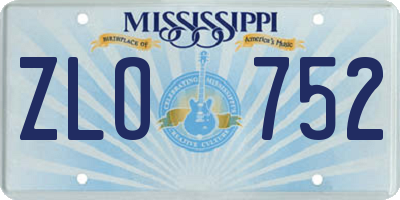MS license plate ZLO752