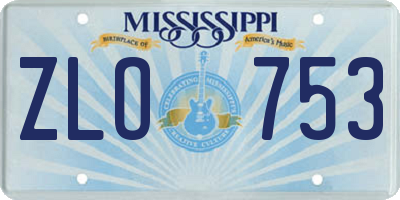 MS license plate ZLO753