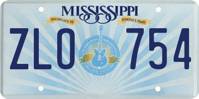MS license plate ZLO754