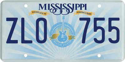 MS license plate ZLO755