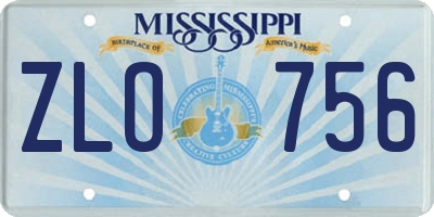 MS license plate ZLO756