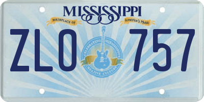 MS license plate ZLO757