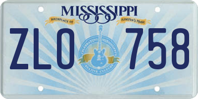 MS license plate ZLO758