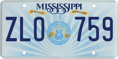 MS license plate ZLO759