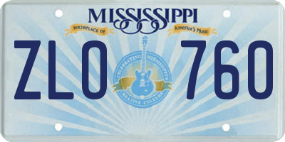 MS license plate ZLO760