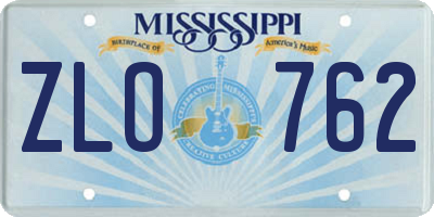MS license plate ZLO762