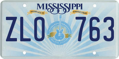 MS license plate ZLO763
