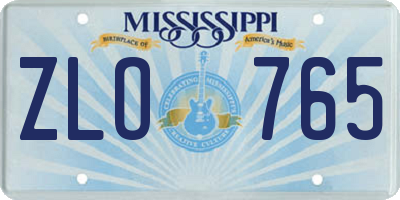 MS license plate ZLO765