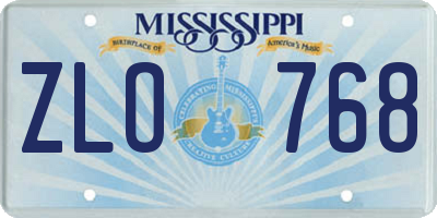 MS license plate ZLO768