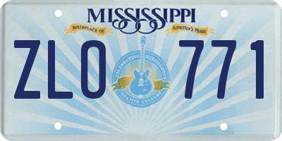 MS license plate ZLO771