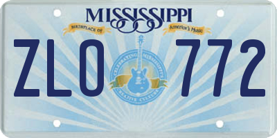 MS license plate ZLO772