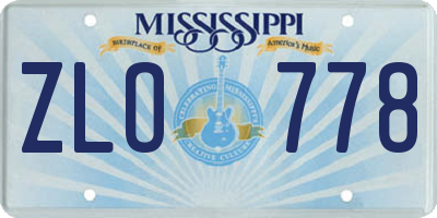 MS license plate ZLO778