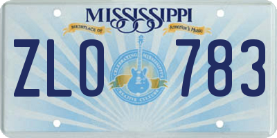MS license plate ZLO783