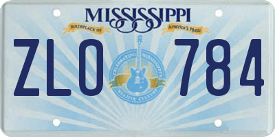 MS license plate ZLO784