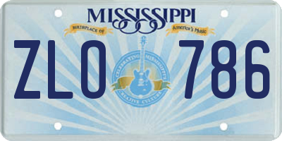 MS license plate ZLO786