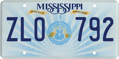 MS license plate ZLO792